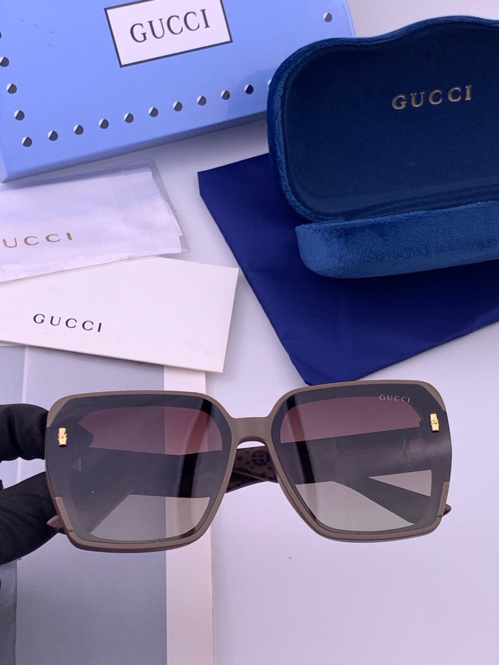 Gucci G4771 Polarized Square Pink Lens Sunglasses for Women - 371566