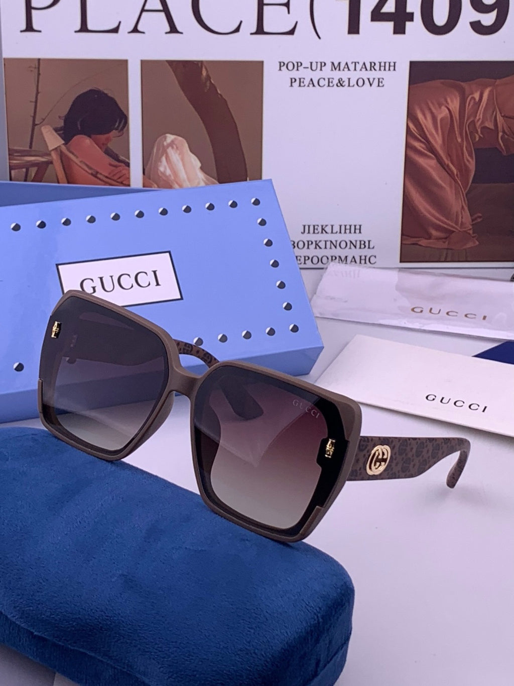 Gucci G4771 Polarized Square Pink Lens Sunglasses for Women - 371566 - detail image 2