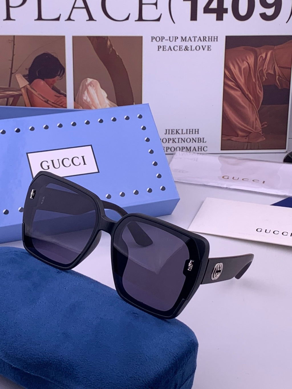 Gucci G4771 Polarized Square Gold Lens Sunglasses for Women - detail image 2