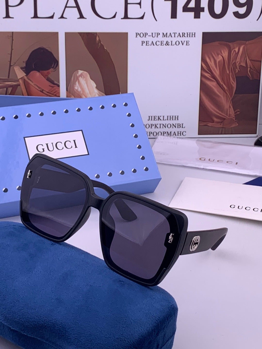 Gucci G4771 Polarized Square Gold Lens Sunglasses for Women - detail image 2