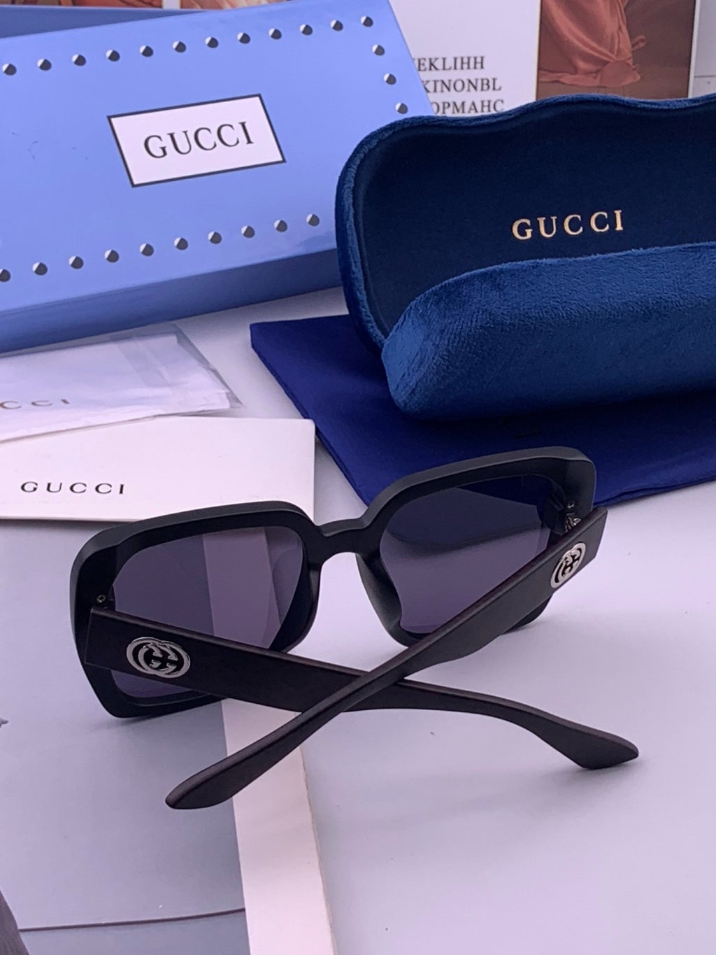 Gucci G4771 Polarized Square Gold Lens Sunglasses for Women - detail image 5