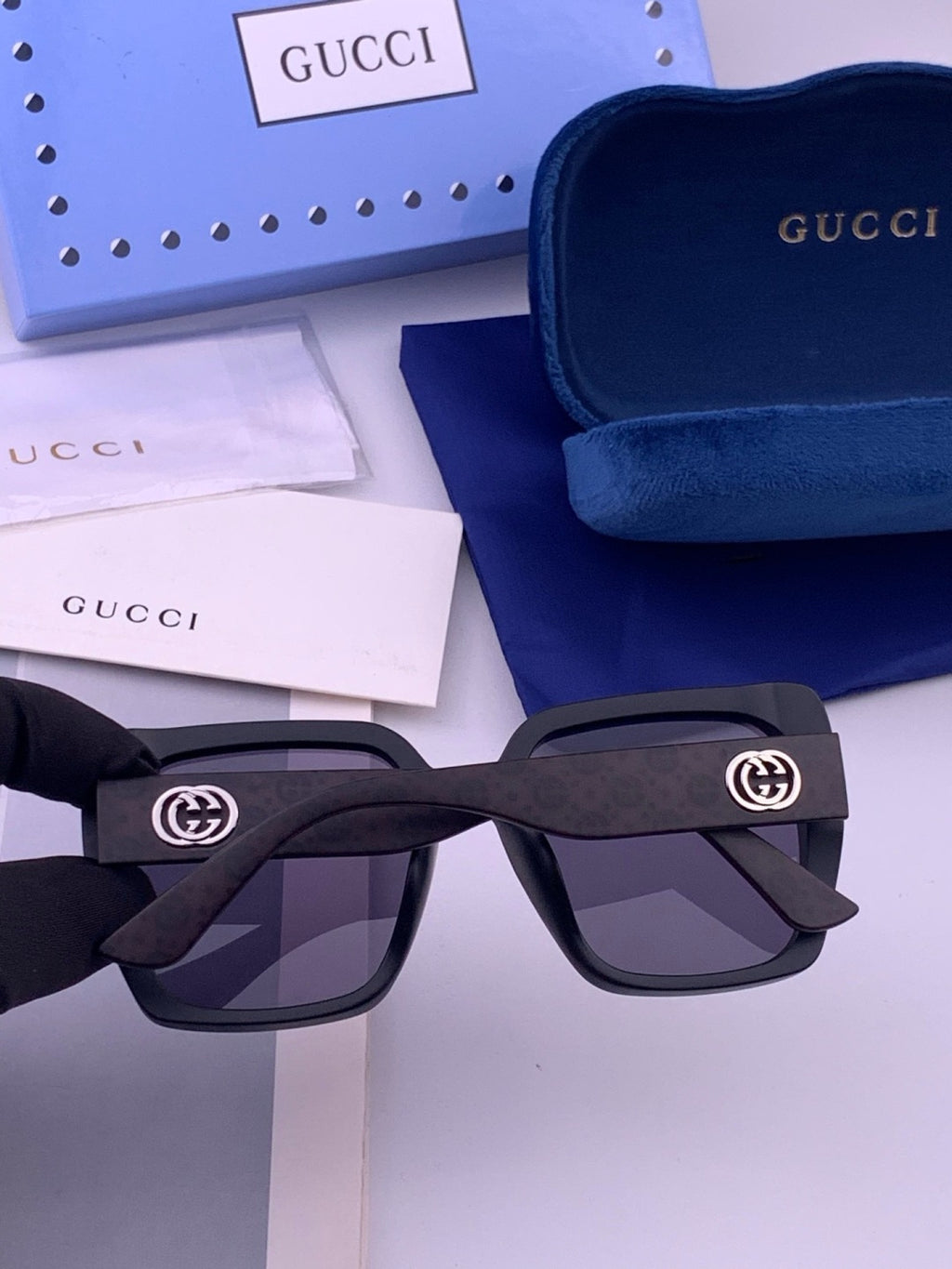 Gucci G4771 Polarized Square Gold Lens Sunglasses for Women - detail image 4