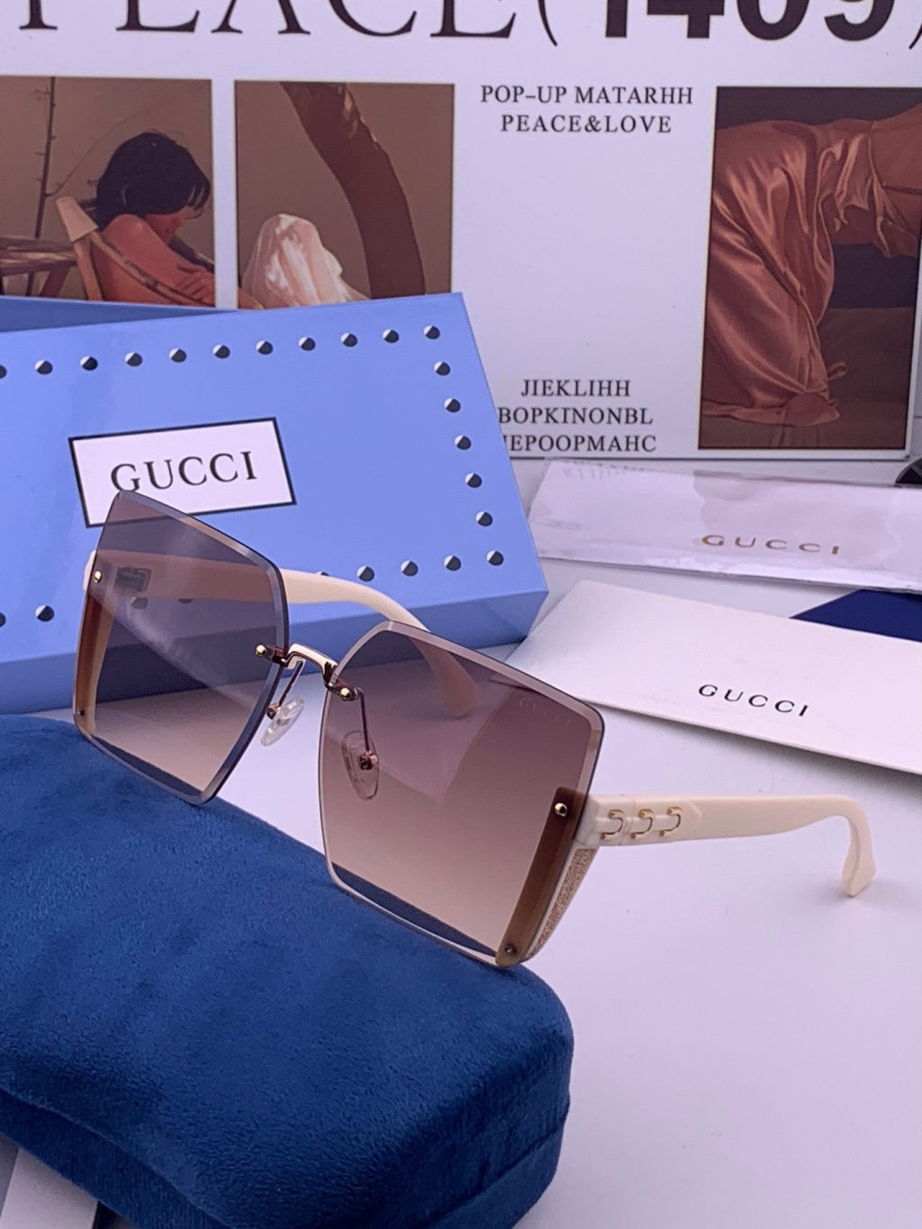 Gucci G3365 Square Brown Lens Sunglasses for Men & Women - 371568