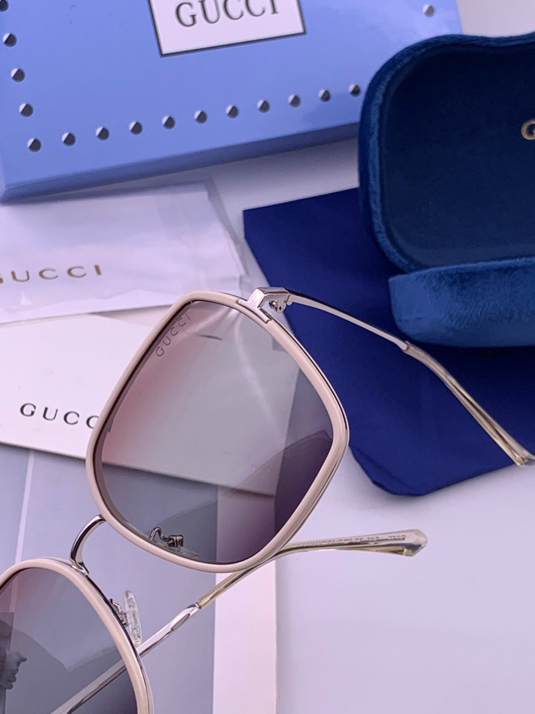Gucci G630 Metal Square Gold Lens Sunglasses for Men & Women - 371569 - detail image 3