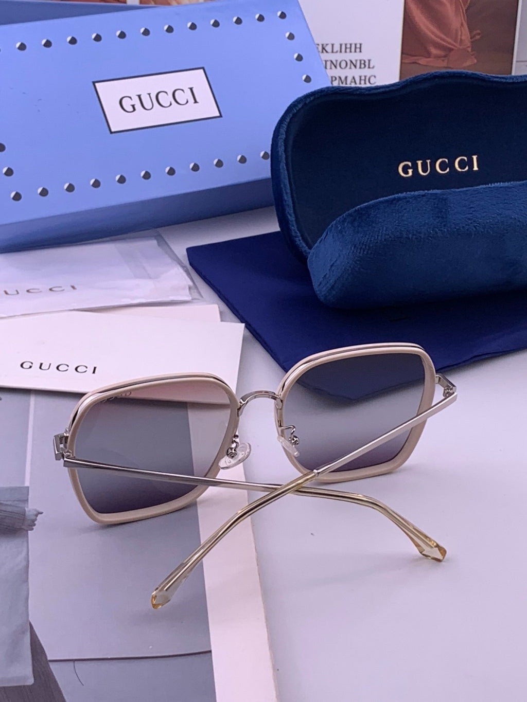 Gucci G630 Metal Square Gold Lens Sunglasses for Men & Women - 371569 - detail image 5