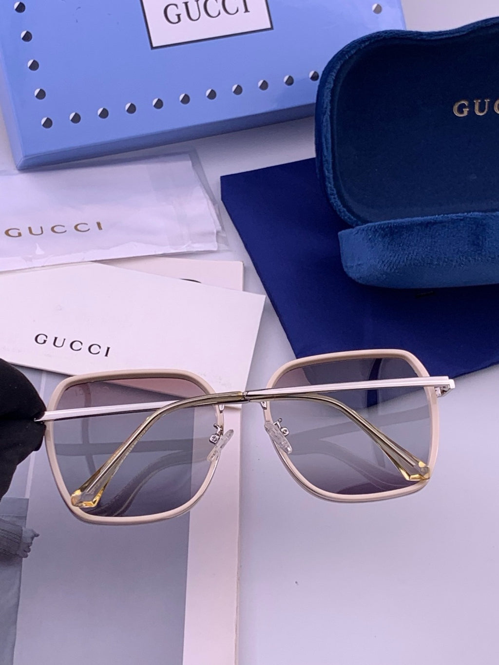 Gucci G630 Metal Square Gold Lens Sunglasses for Men & Women - 371569 - detail image 4