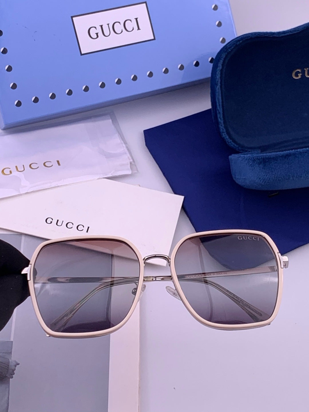 Gucci G630 Metal Square Gold Lens Sunglasses for Men & Women - 371569