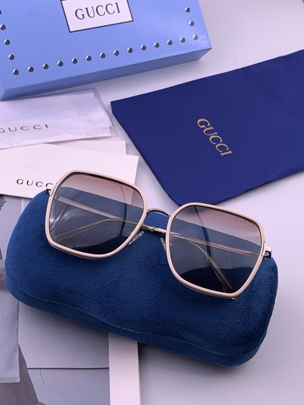 Gucci G630 Metal Square Gold Lens Sunglasses for Men & Women - 371569 - detail image 6
