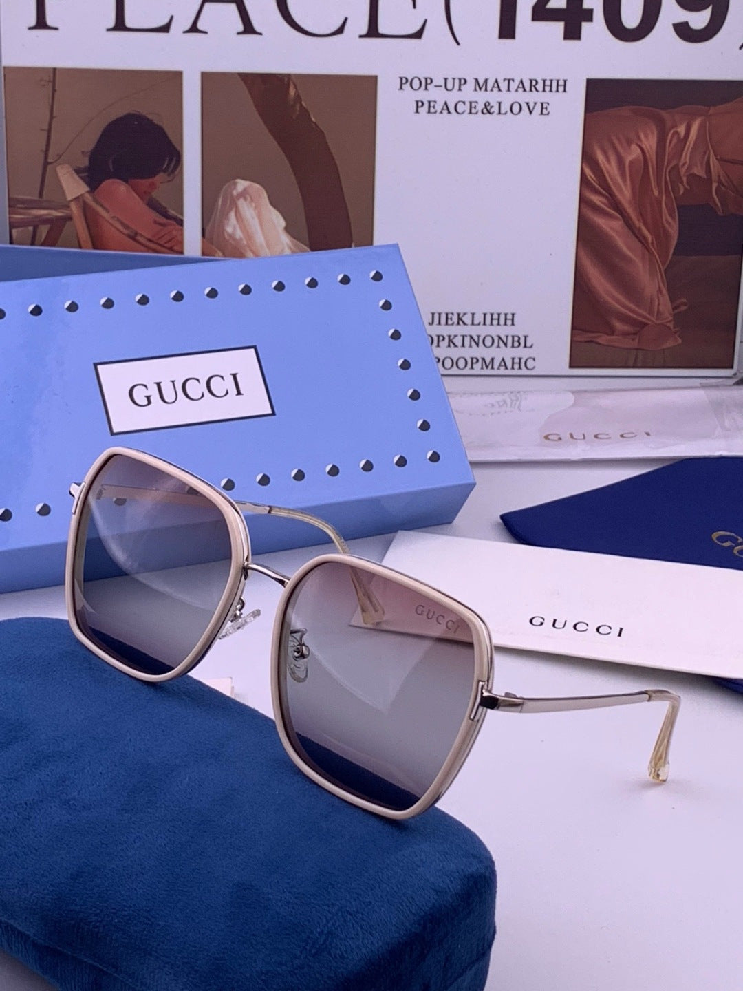 Gucci G630 Metal Square Gold Lens Sunglasses for Men & Women - 371569 - detail image 2