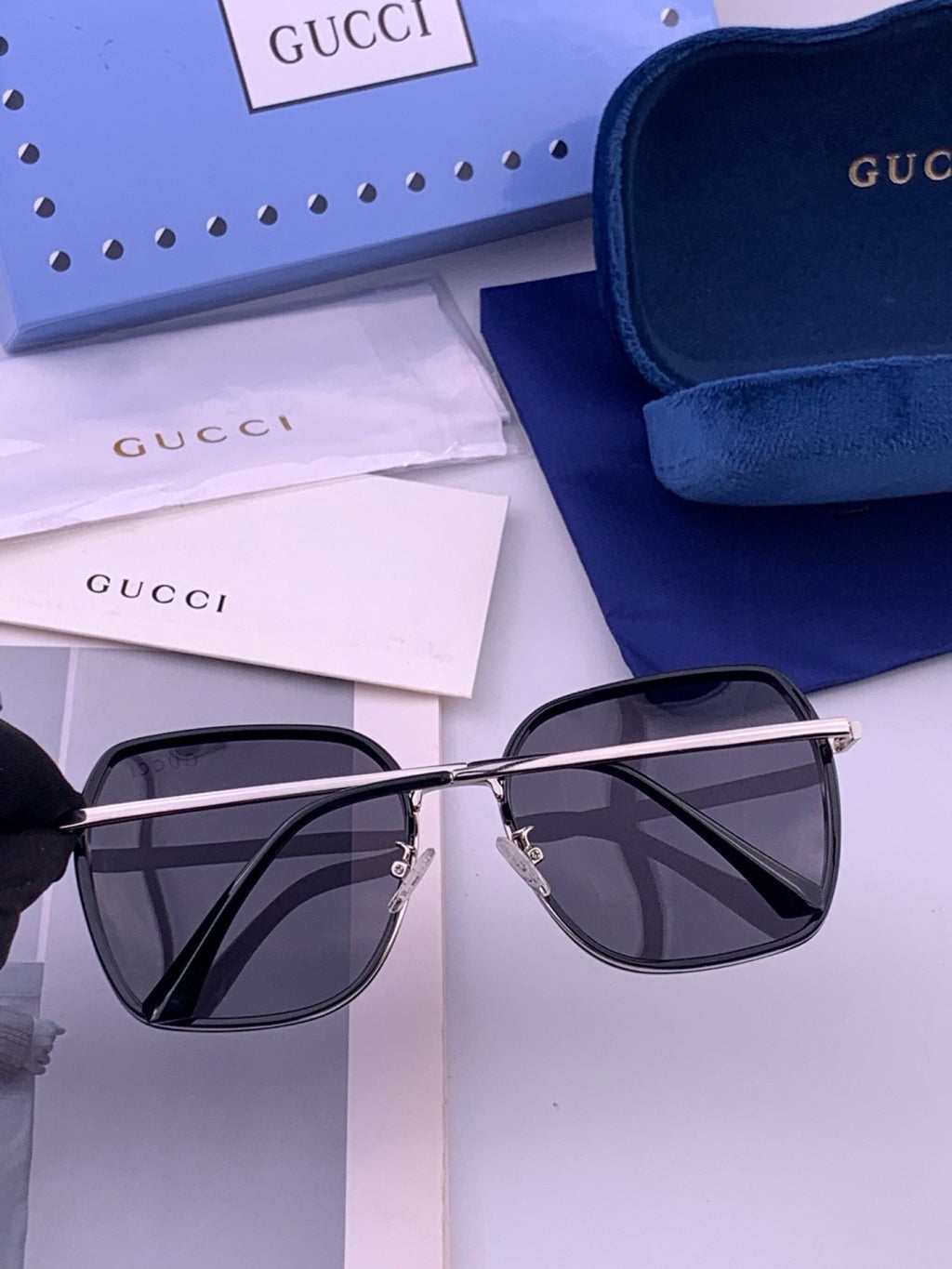 Gucci G630 Metal Square Gold Lens Sunglasses for Men & Women - 371570 - detail image 4