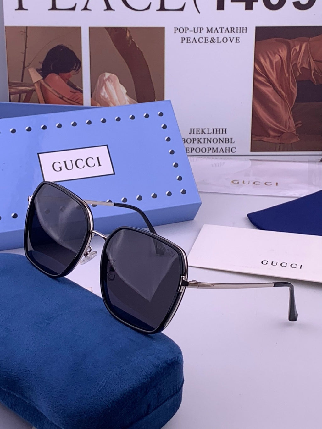 Gucci G630 Metal Square Gold Lens Sunglasses for Men & Women - 371570 - detail image 2