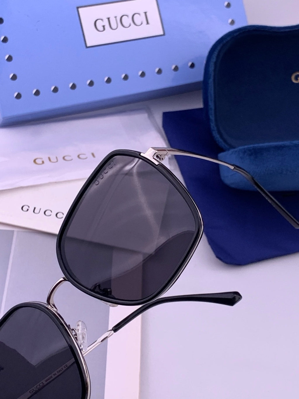 Gucci G630 Metal Square Gold Lens Sunglasses for Men & Women - 371570 - detail image 3