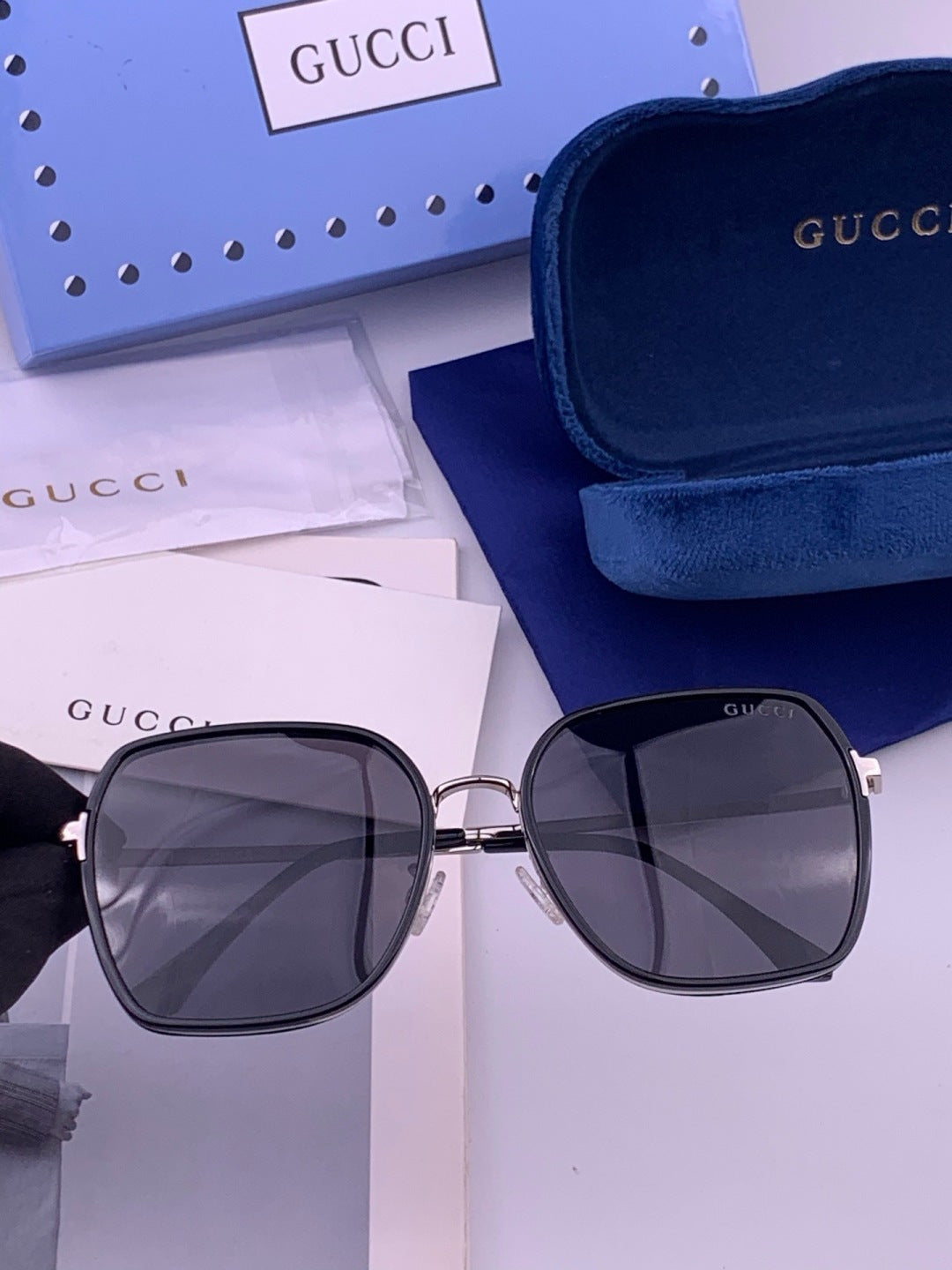Gucci G630 Metal Square Gold Lens Sunglasses for Men & Women - 371570