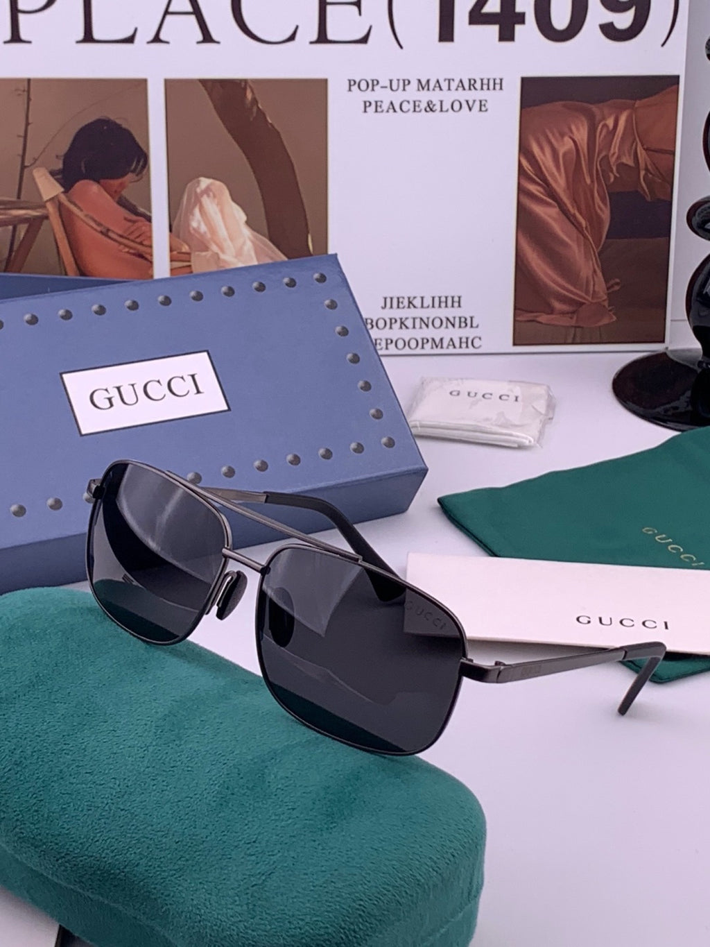 Gucci G080666 Polarized Aviator Gold Lens Sunglasses for Men & Women - 371571 - detail image 2