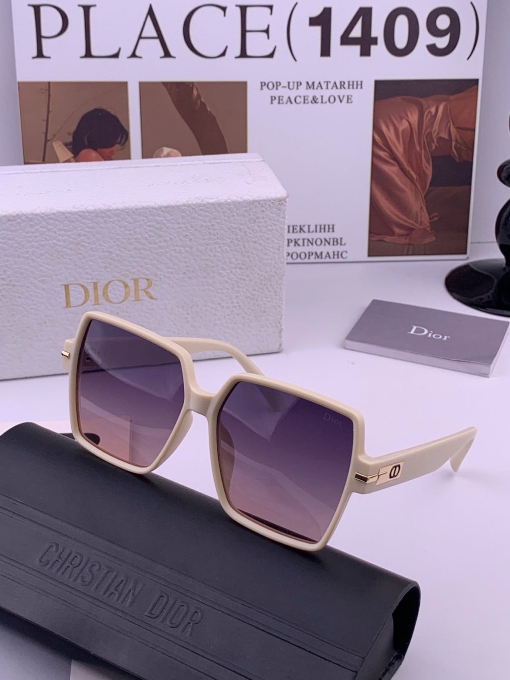 Dior CD4780 Polarized Square Black Lens Sunglasses for Women - 371921