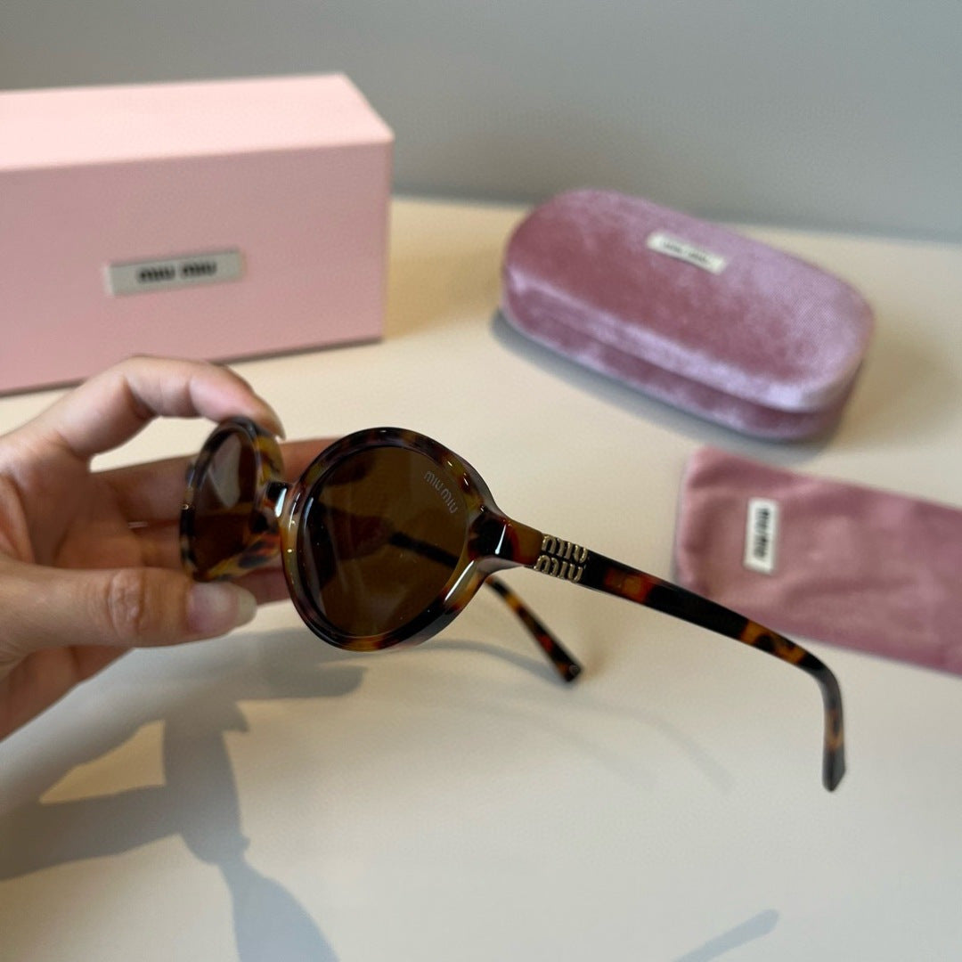 Miu Miu Round Brown Lens Sunglasses for Men & Women - detail image 4