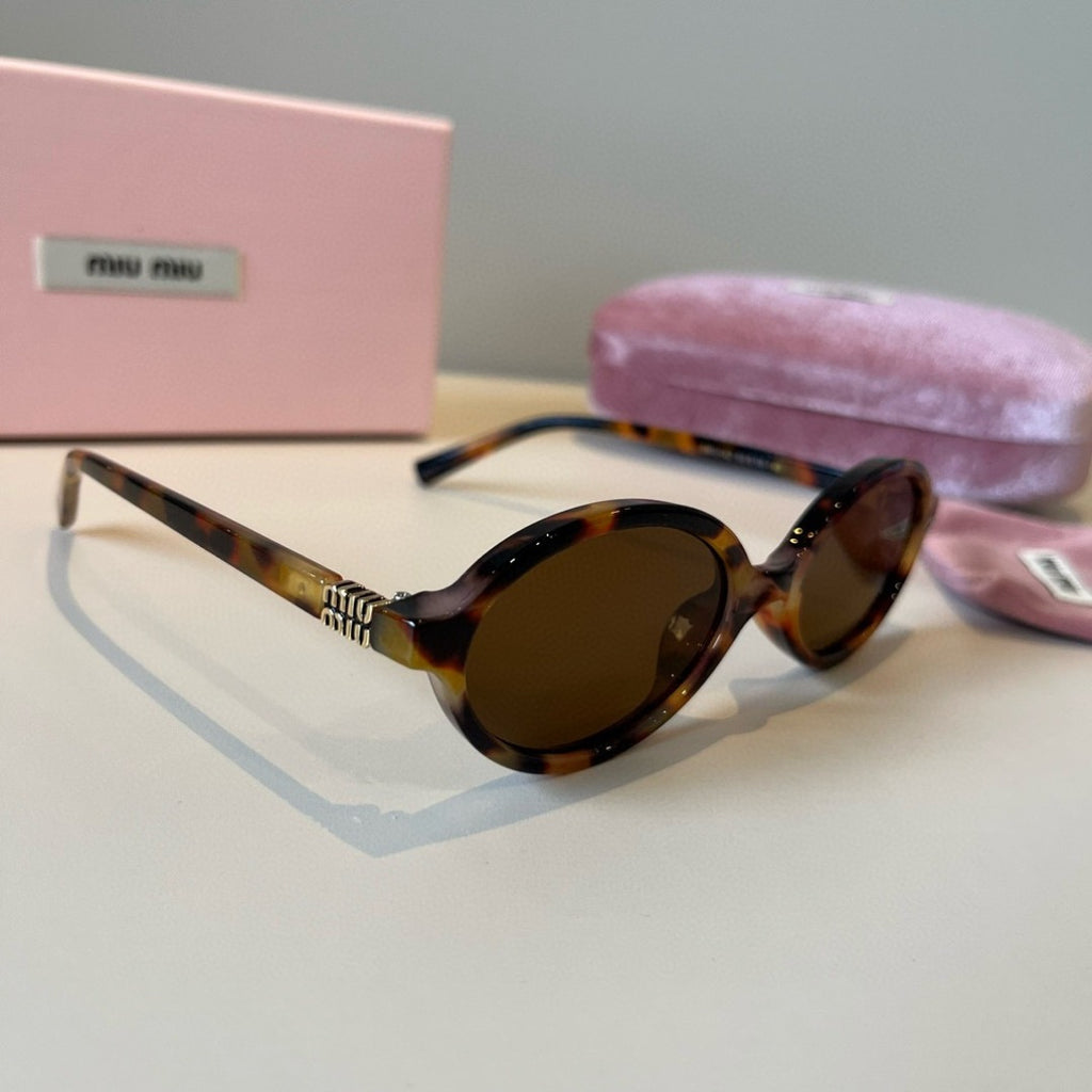 Miu Miu Round Brown Lens Sunglasses for Men & Women - 372418