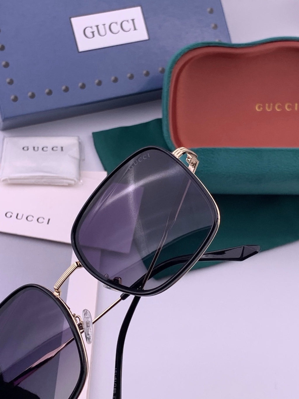 Gucci G0242 Polarized Square Black Lens Sunglasses for Women - detail image 4