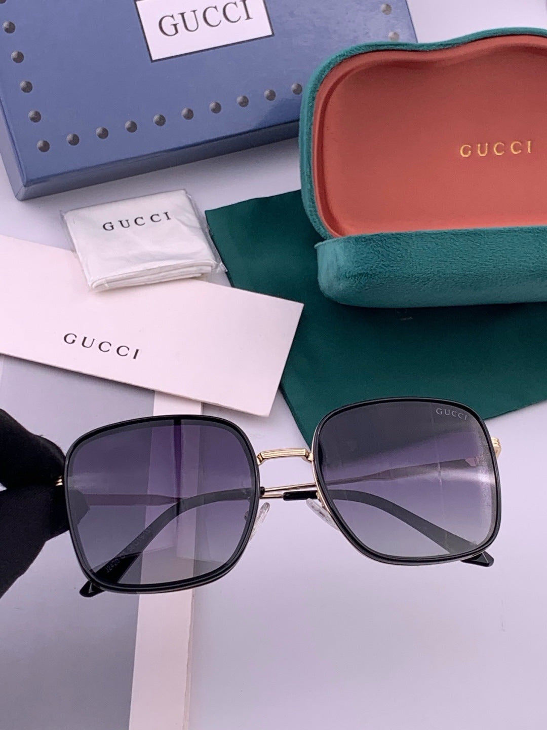 Gucci G0242 Polarized Square Black Lens Sunglasses for Women - detail image 3