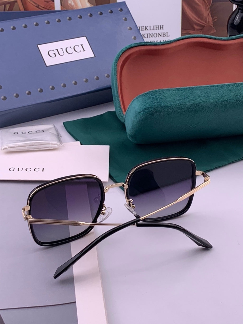 Gucci G0242 Polarized Square Black Lens Sunglasses for Women - detail image 6