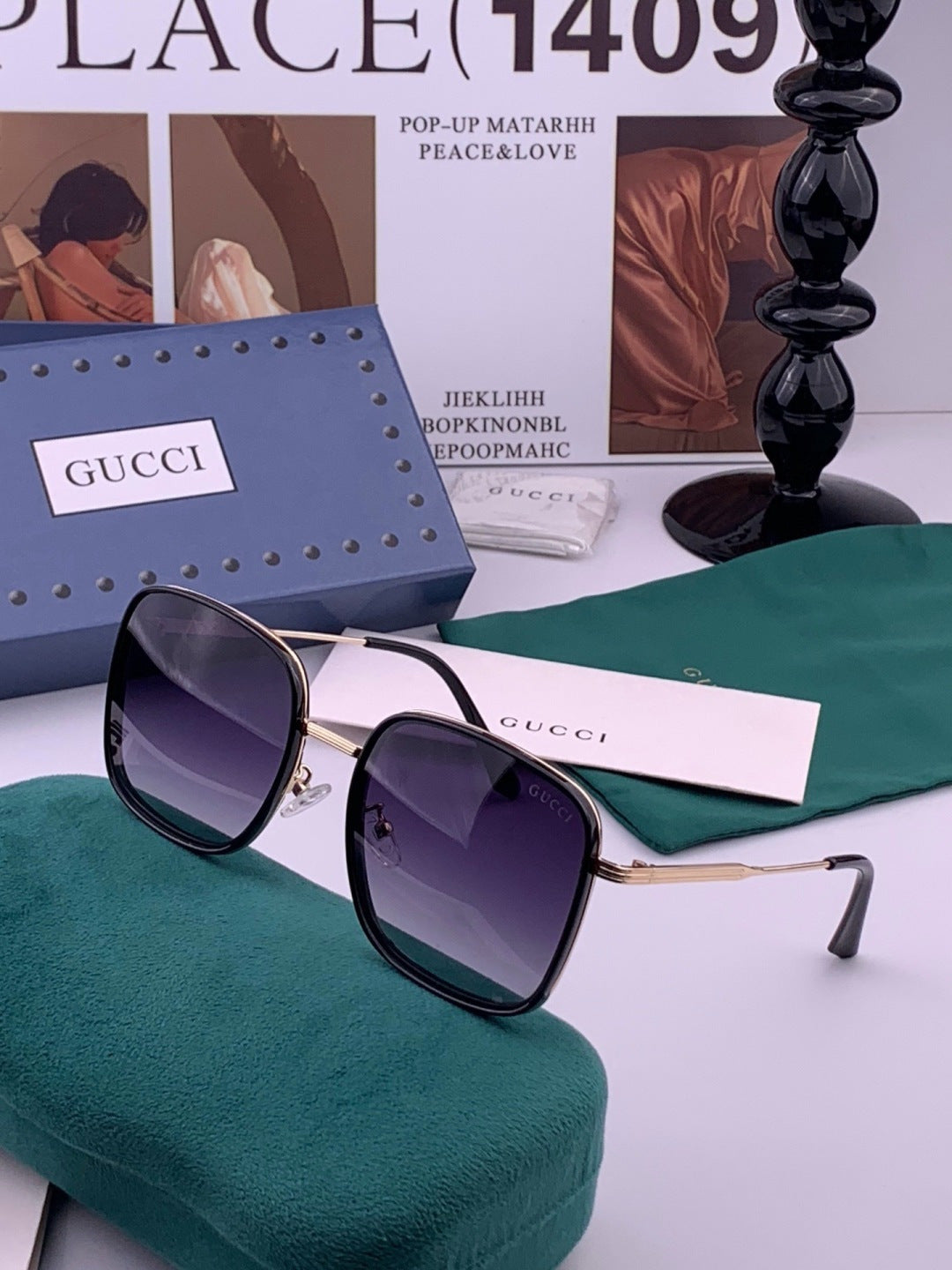 Gucci G0242 Polarized Square Black Lens Sunglasses for Women - detail image 2
