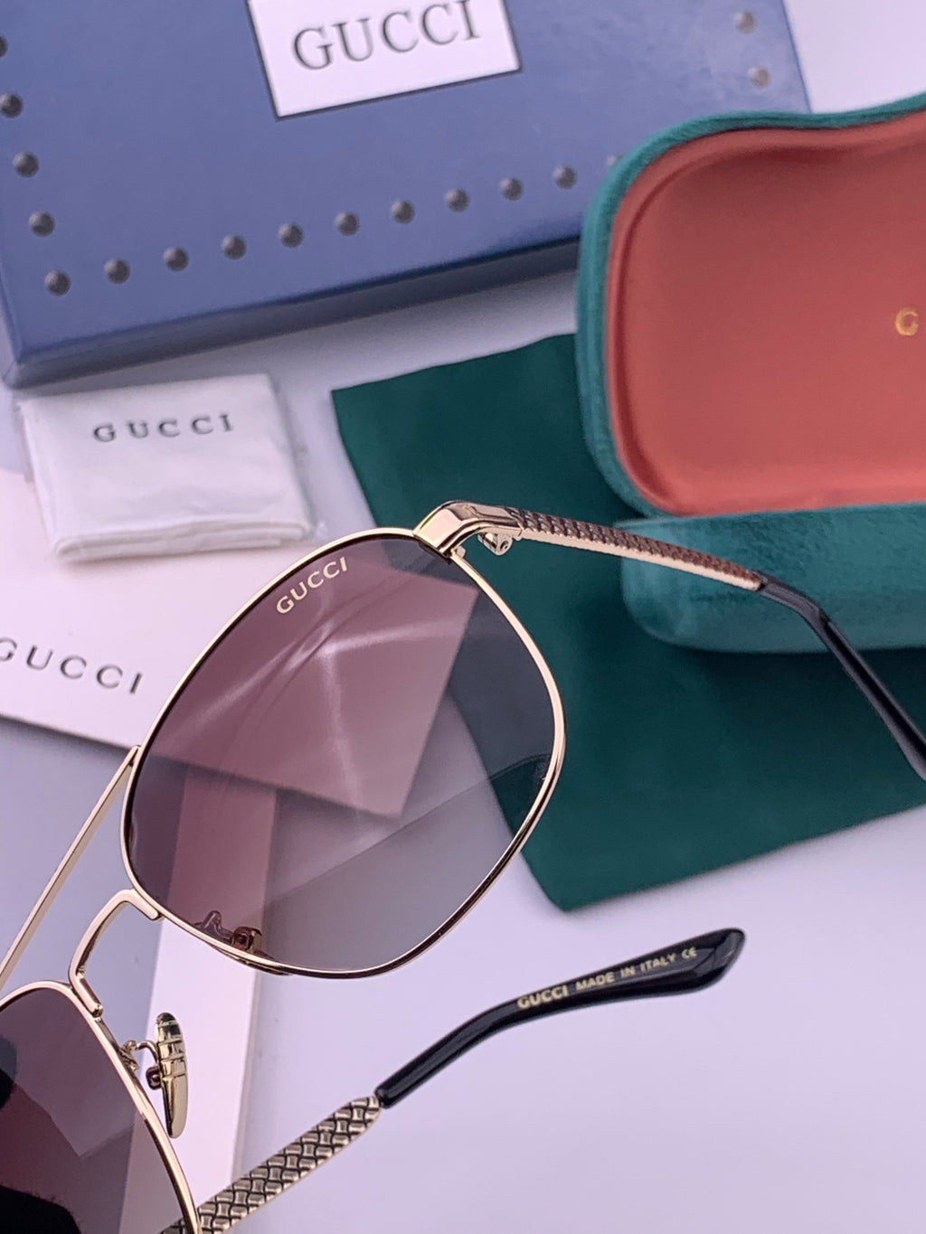 Gucci 0082 Polarized Aviator Pink Lens Sunglasses for Men & Women - detail image 3