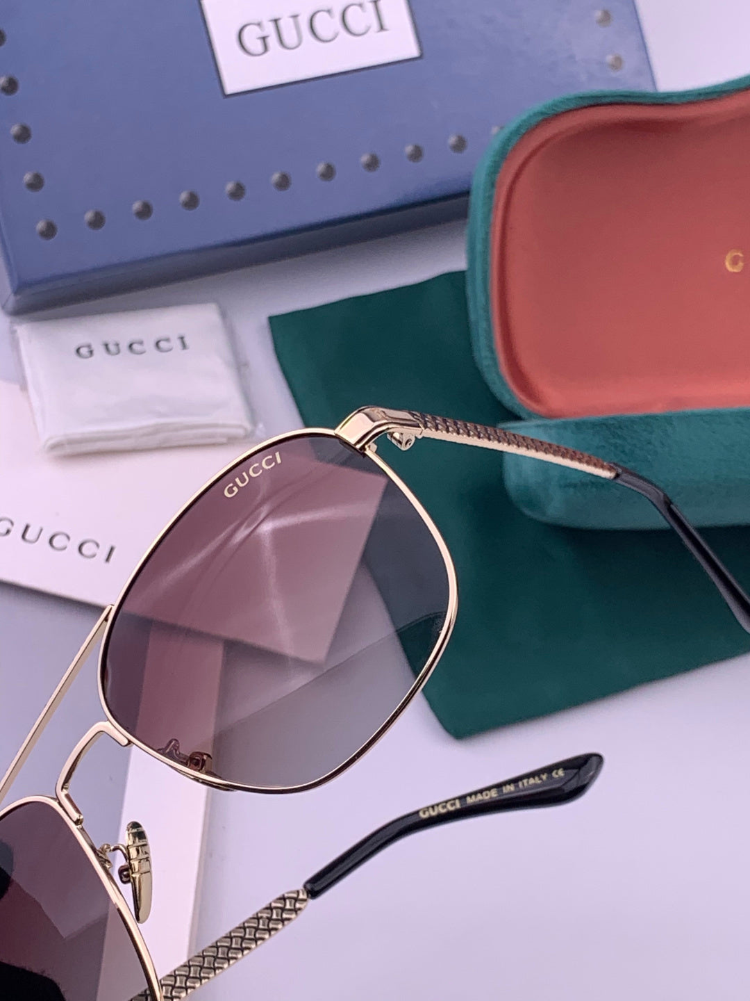 Gucci 0082 Polarized Aviator Pink Lens Sunglasses for Men & Women - detail image 3