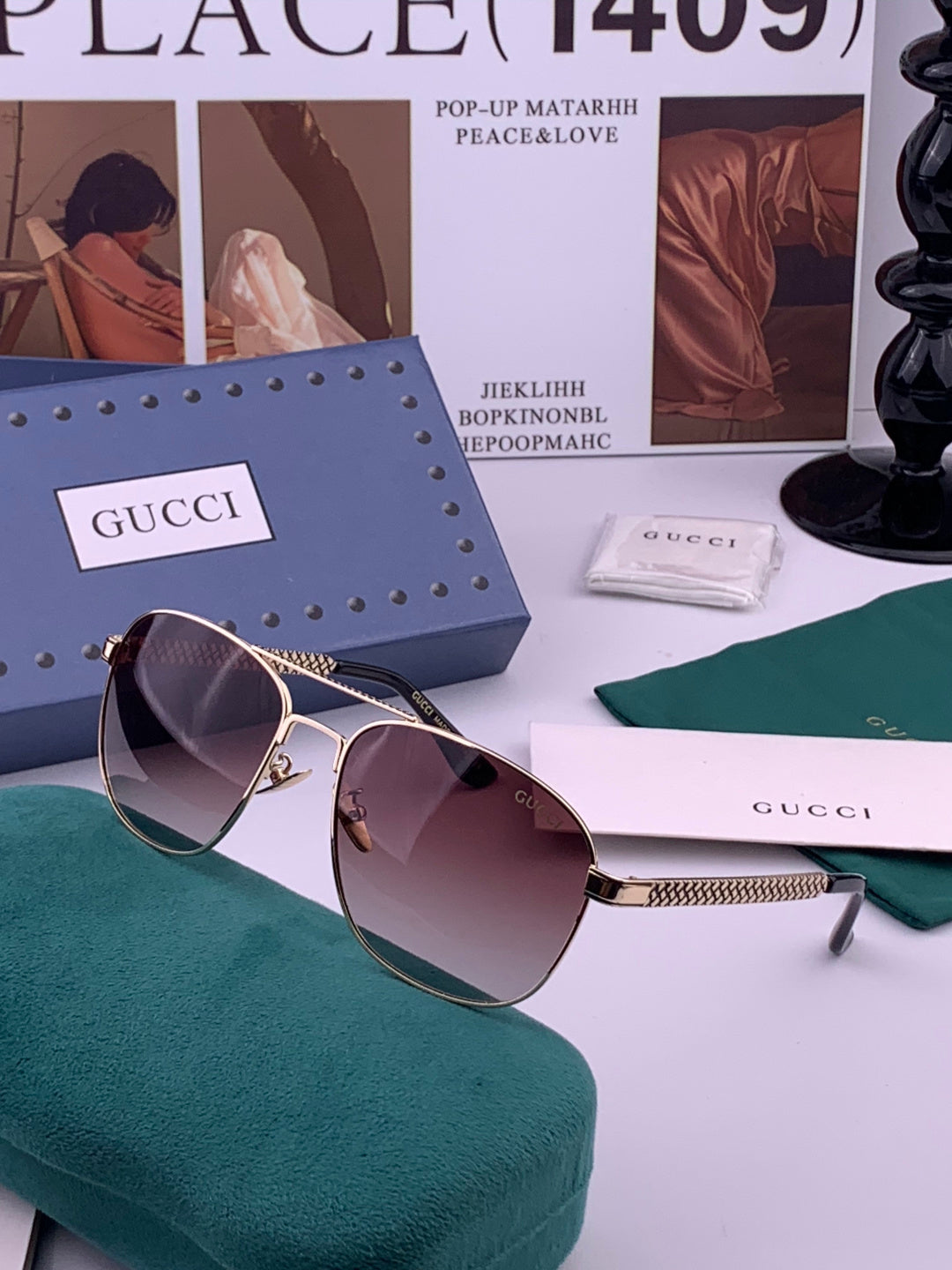 Gucci 0082 Polarized Aviator Pink Lens Sunglasses for Men & Women - detail image 2