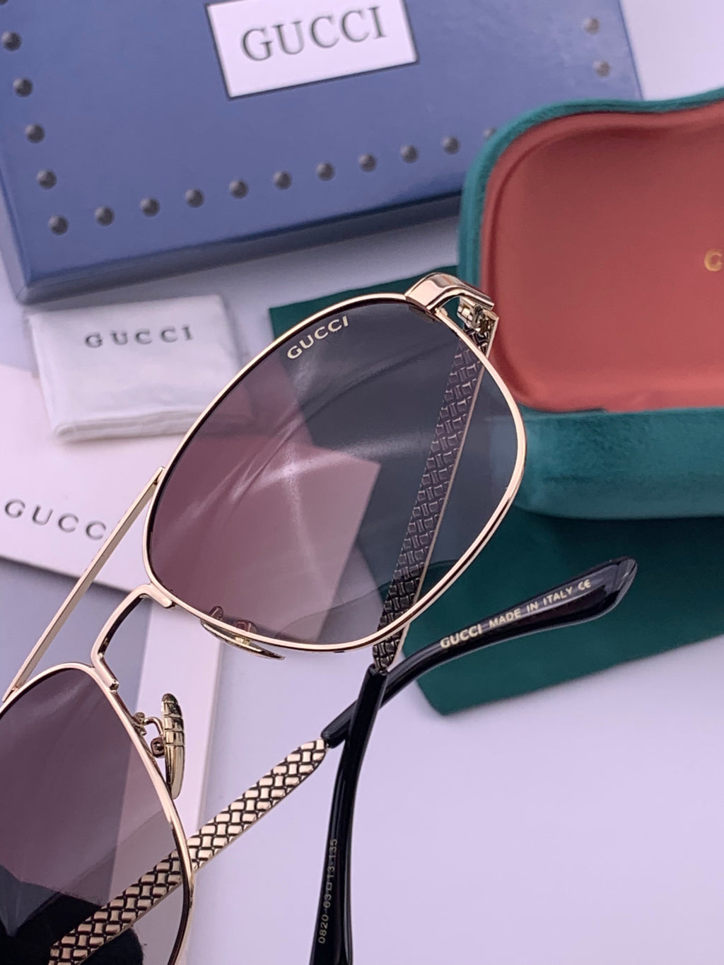 Gucci 0082 Polarized Aviator Pink Lens Sunglasses for Men & Women - detail image 5