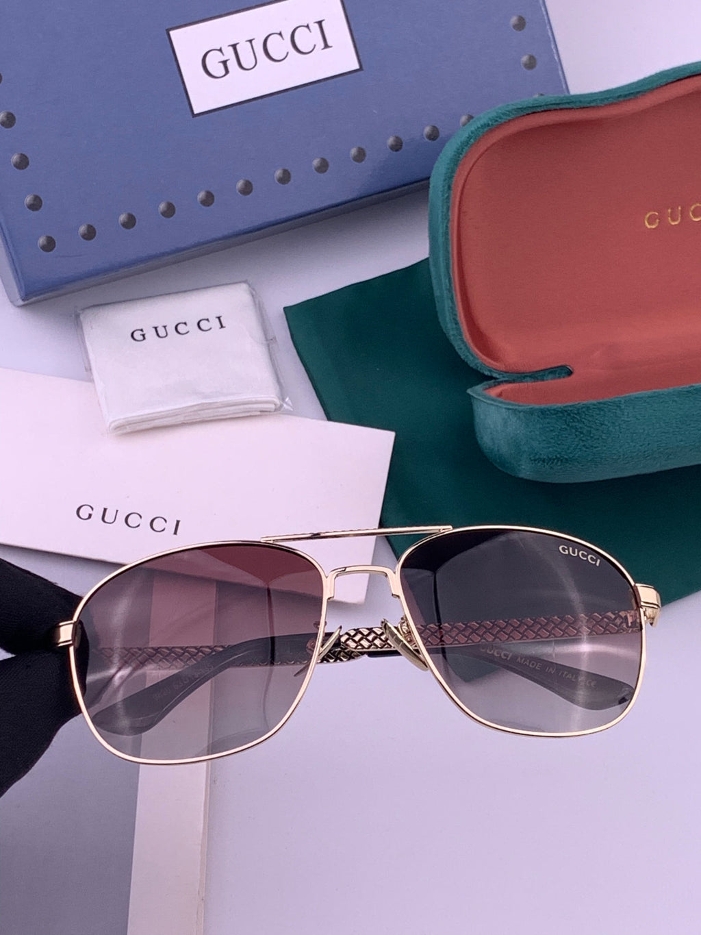 Gucci 0082 Polarized Aviator Pink Lens Sunglasses for Men & Women