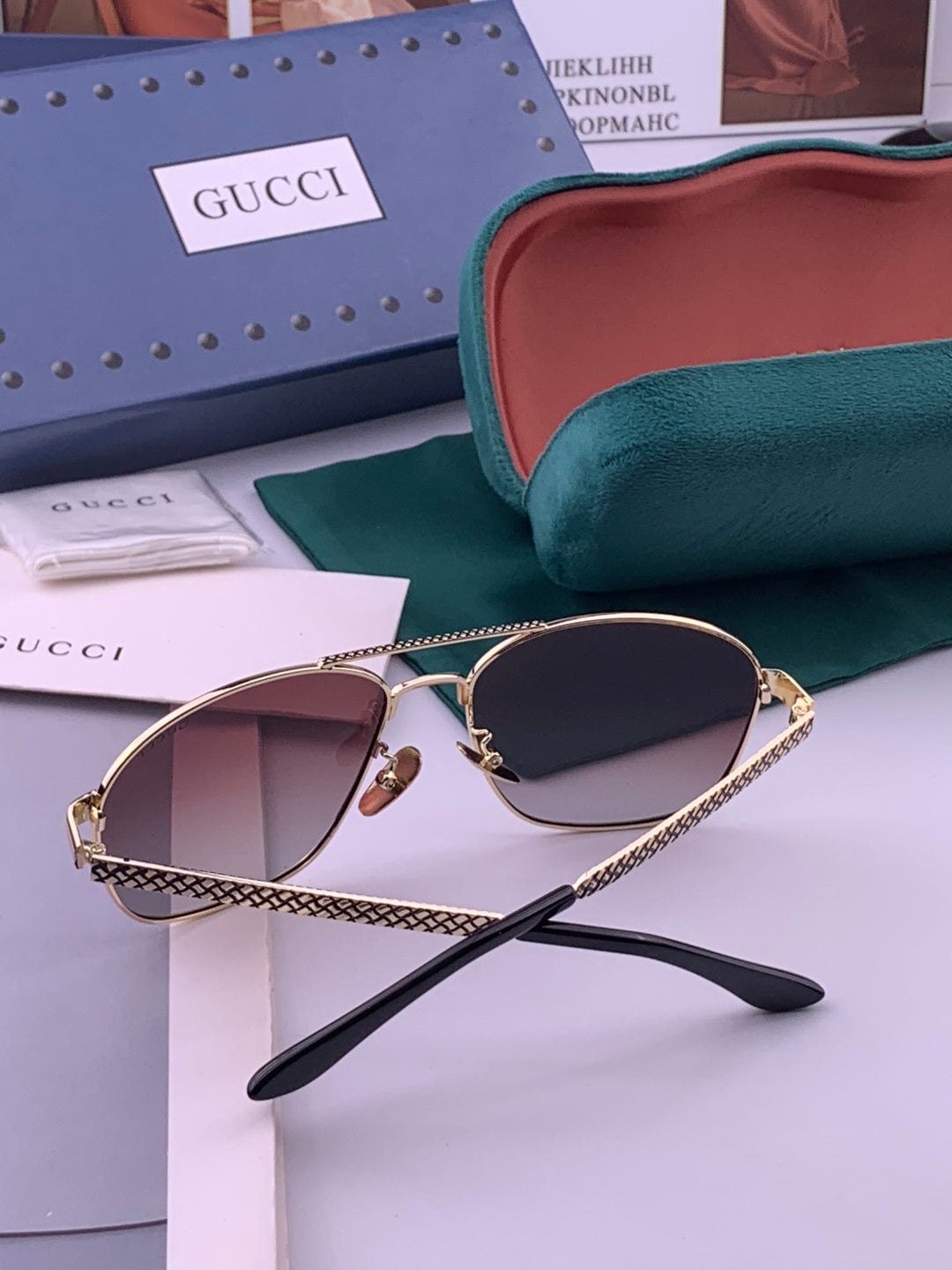 Gucci 0082 Polarized Aviator Pink Lens Sunglasses for Men & Women - detail image 6