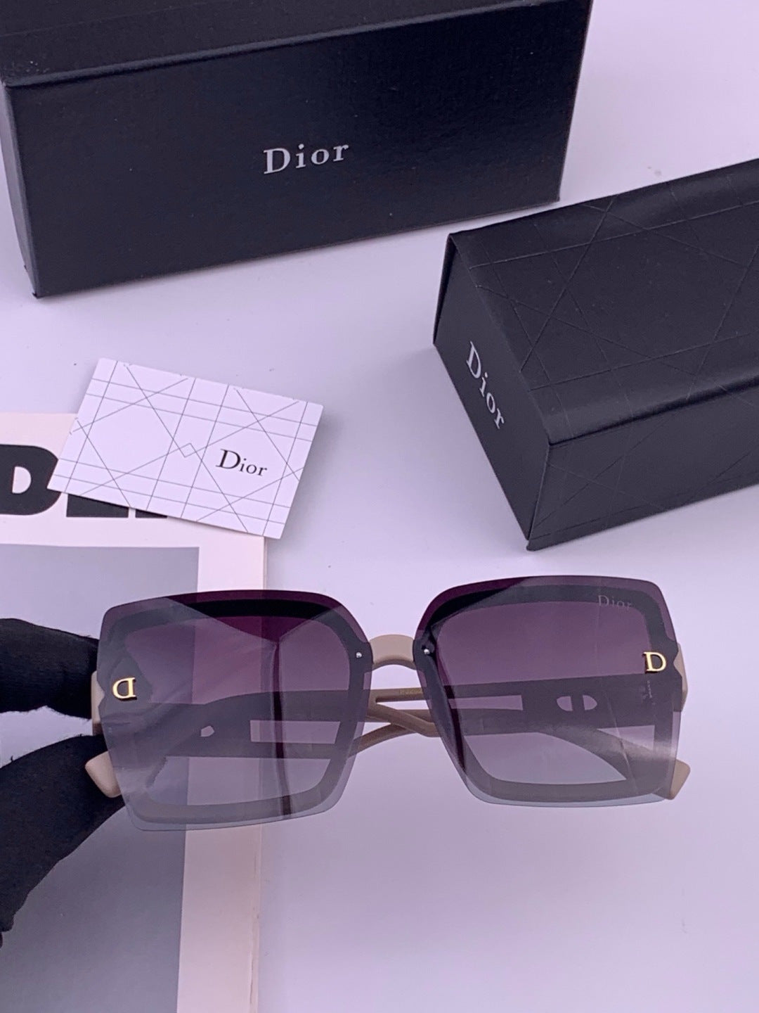 Dior D2292 Polarized Square Gold Lens Sunglasses for Men & Women - 371918