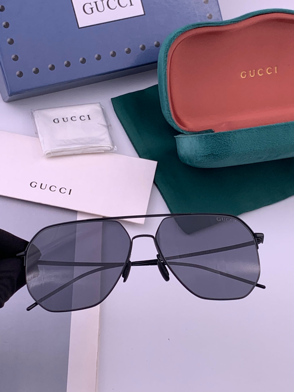 Gucci G3227 Polarized Aviator Gold Lens Sunglasses for Men - 371649