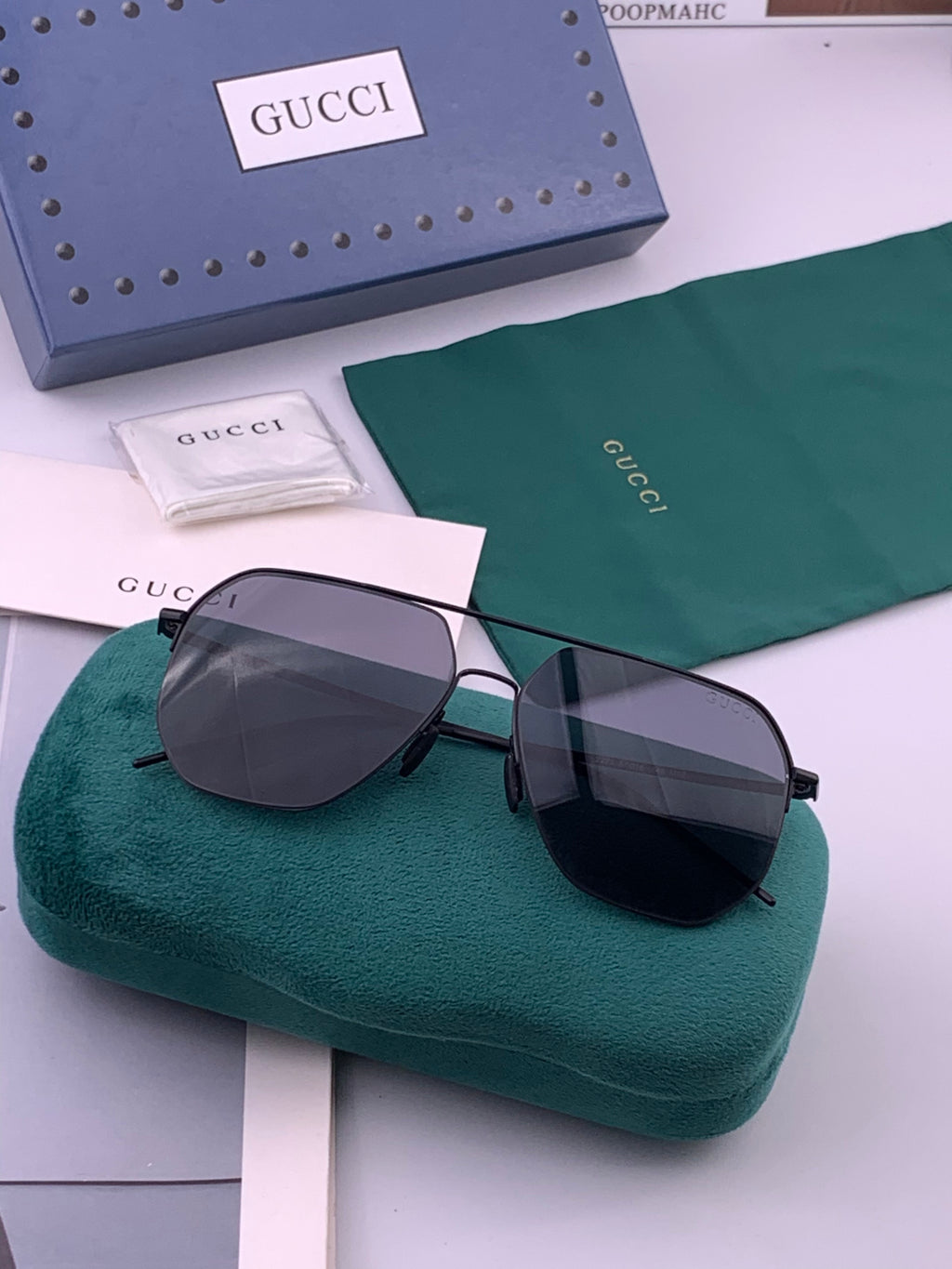 Gucci G3227 Polarized Aviator Gold Lens Sunglasses for Men - 371649 - detail image 6