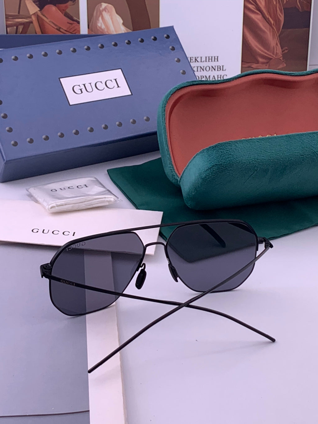 Gucci G3227 Polarized Aviator Gold Lens Sunglasses for Men - 371649 - detail image 5