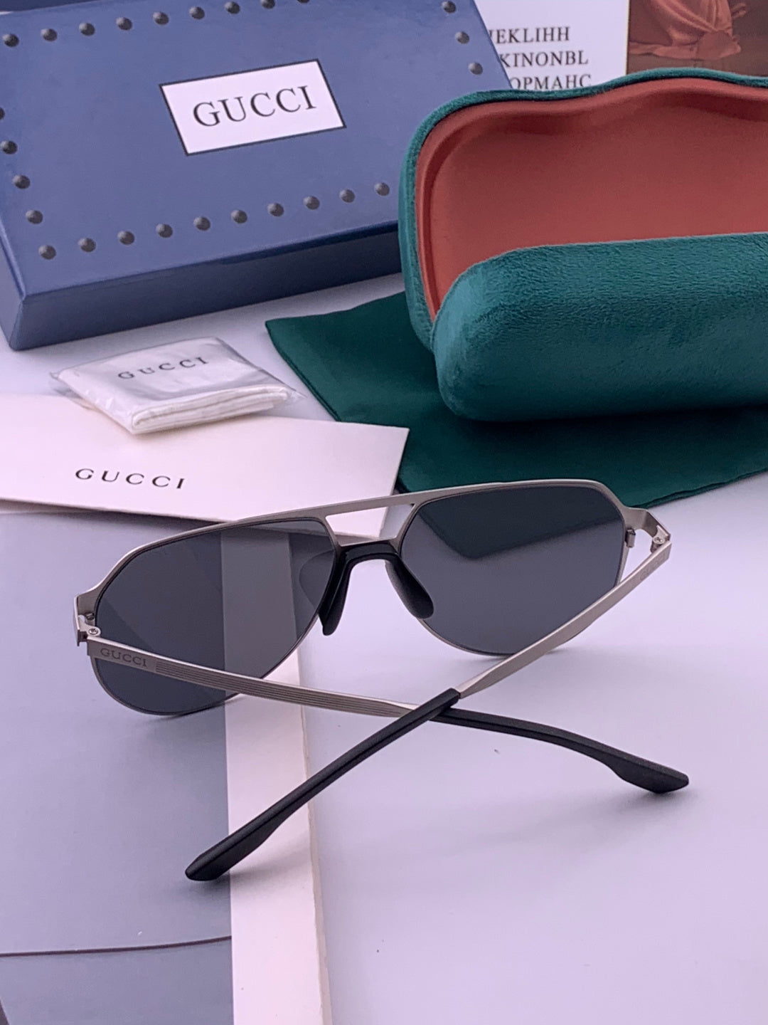 Gucci G7225 Polarized Aviator Gold Lens Sunglasses for Men - 371653 - detail image 5