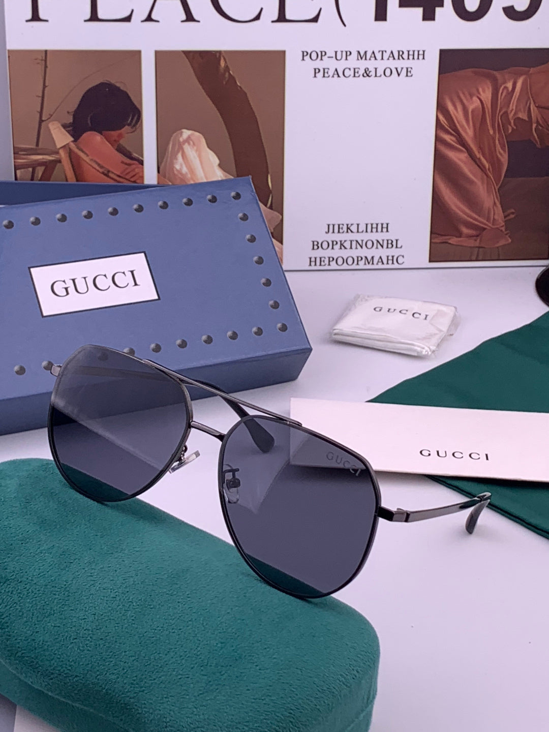 Gucci G9225 Polarized Aviator Gold Lens Sunglasses for Men - 371659 - detail image 2