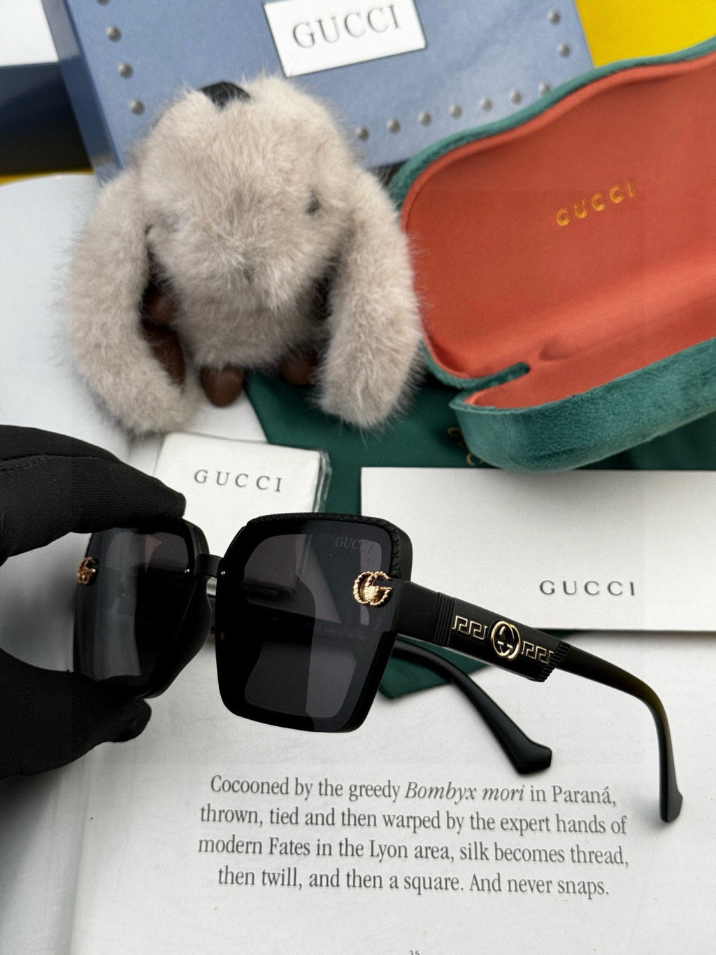 Gucci G6130 Square Gold Lens Sunglasses for Men & Women - 371559