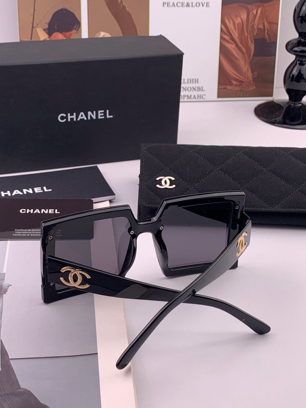 Chanel CH8615 Polarized Square Gold Lens Sunglasses for Women - 371757 - detail image 6