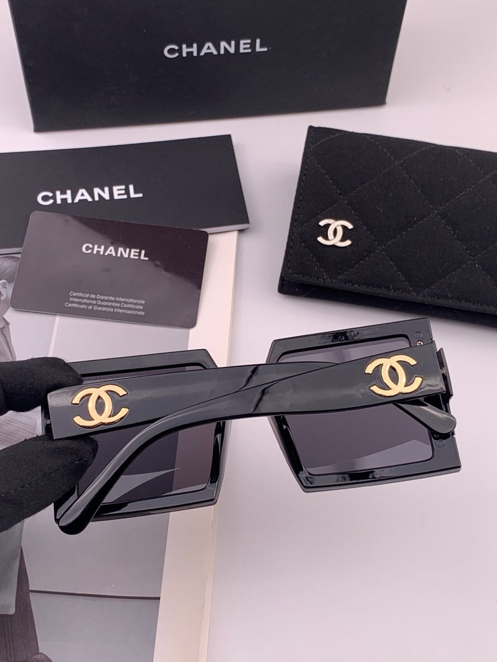 Chanel CH8615 Polarized Square Gold Lens Sunglasses for Women - 371757 - detail image 5