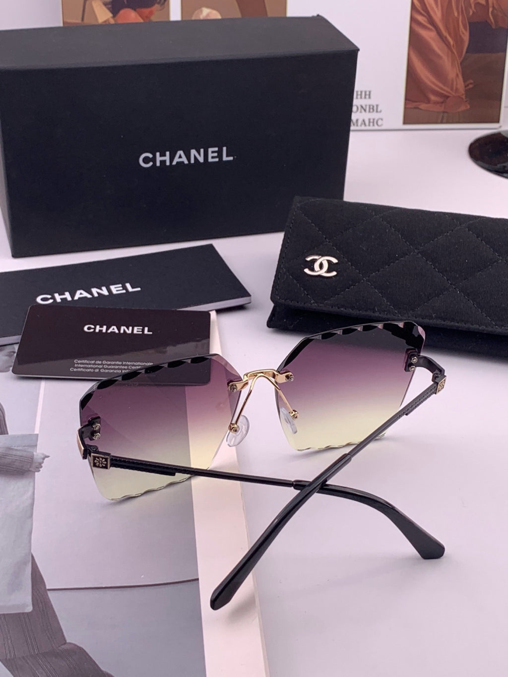 Chanel CH2999 Lightweight Rimless Gold Lens Sunglasses for Women - 371758 - detail image 5