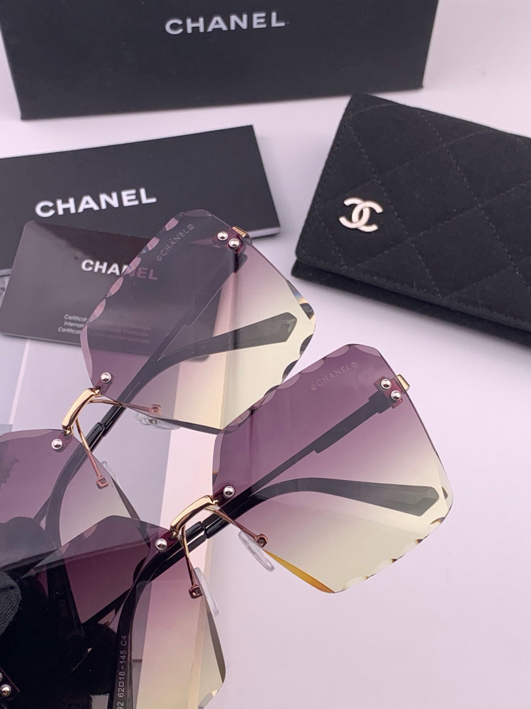 Chanel CH2999 Lightweight Rimless Gold Lens Sunglasses for Women - 371758 - detail image 3