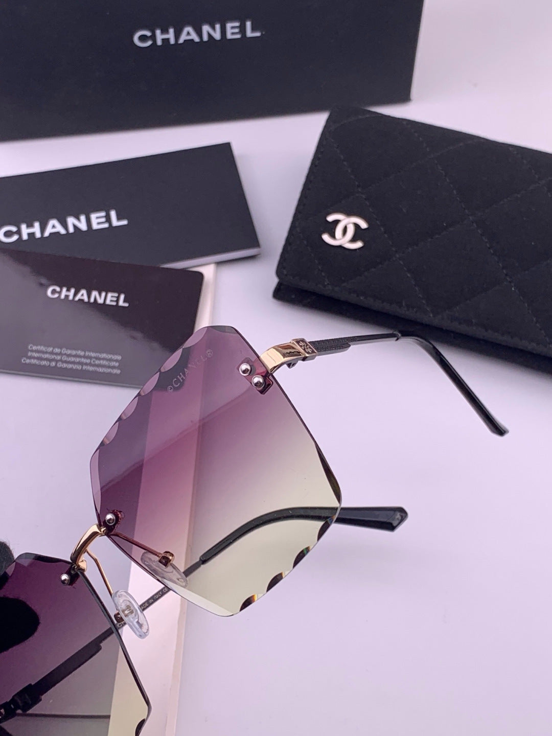 Chanel CH2999 Lightweight Rimless Gold Lens Sunglasses for Women - 371758 - detail image 2