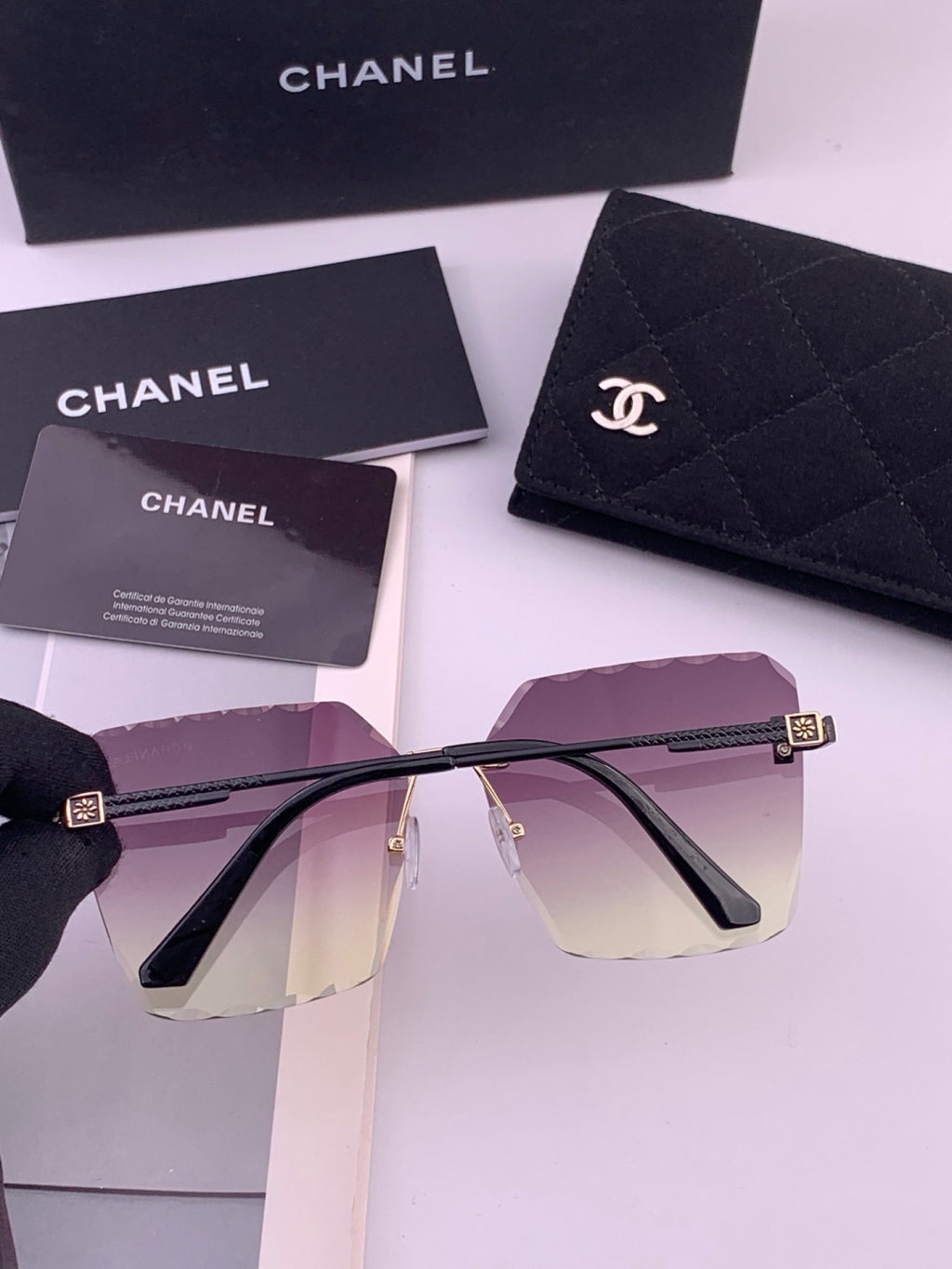 Chanel CH2999 Lightweight Rimless Gold Lens Sunglasses for Women - 371758 - detail image 4