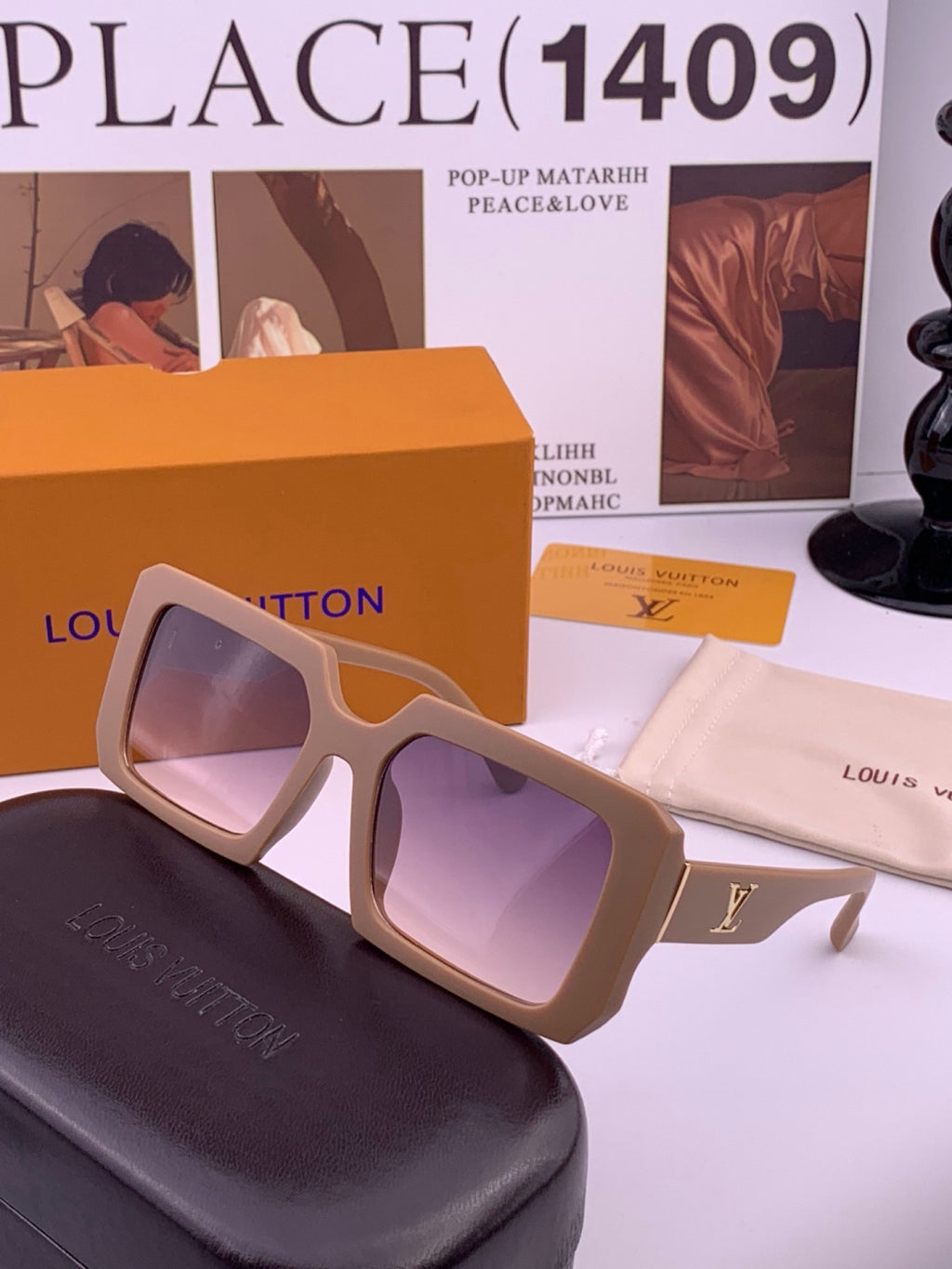Louis Vuitton L37004 Oversized Red Lens Sunglasses for Men & Women - 371352