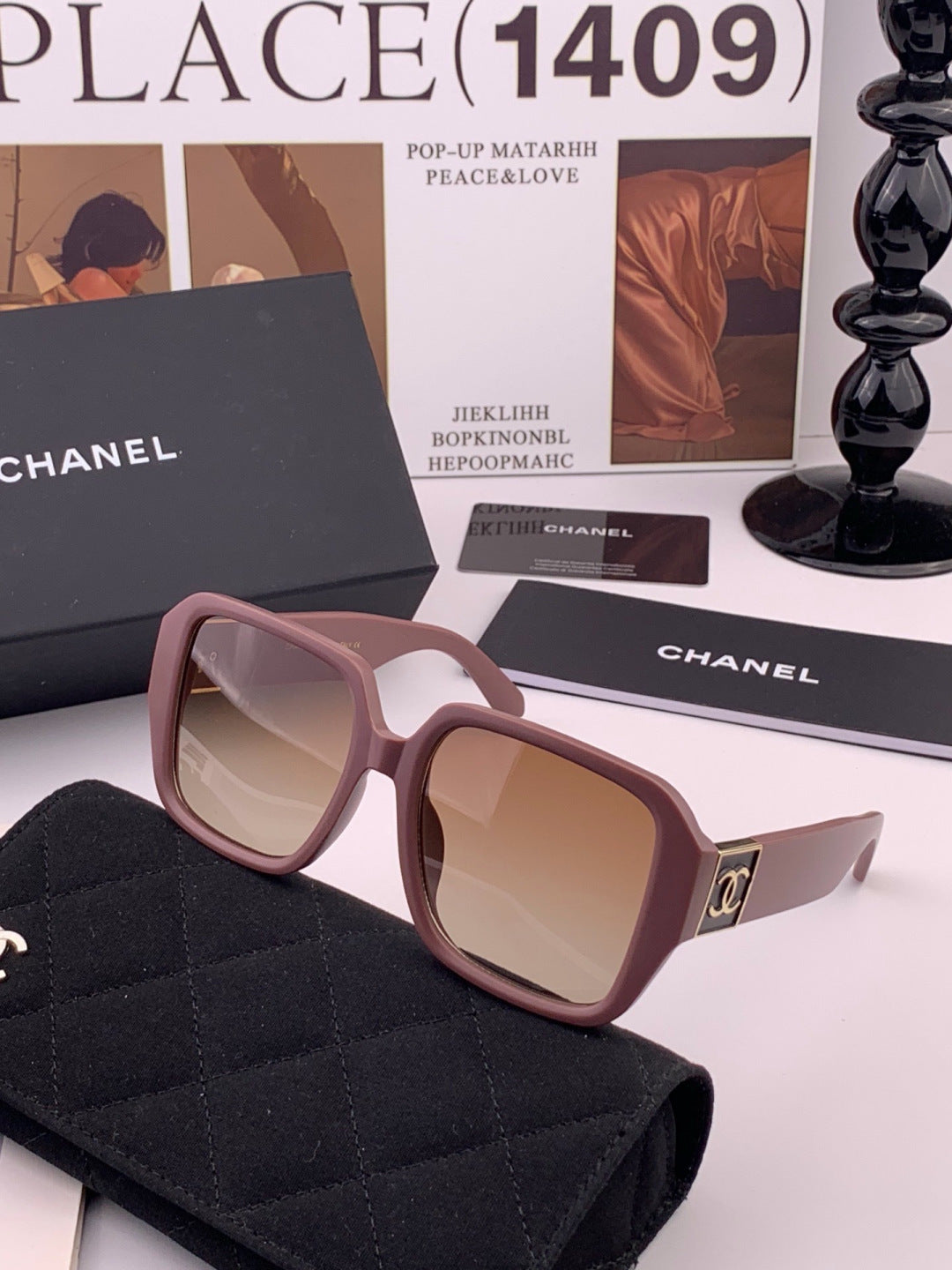 Chanel CH87004 Oversized Red Lens Sunglasses for Men & Women - 371739
