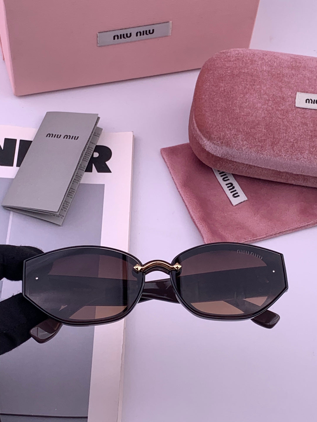 Miu Miu M7350 Fashion Black Lens Sunglasses for Men & Women - 372437
