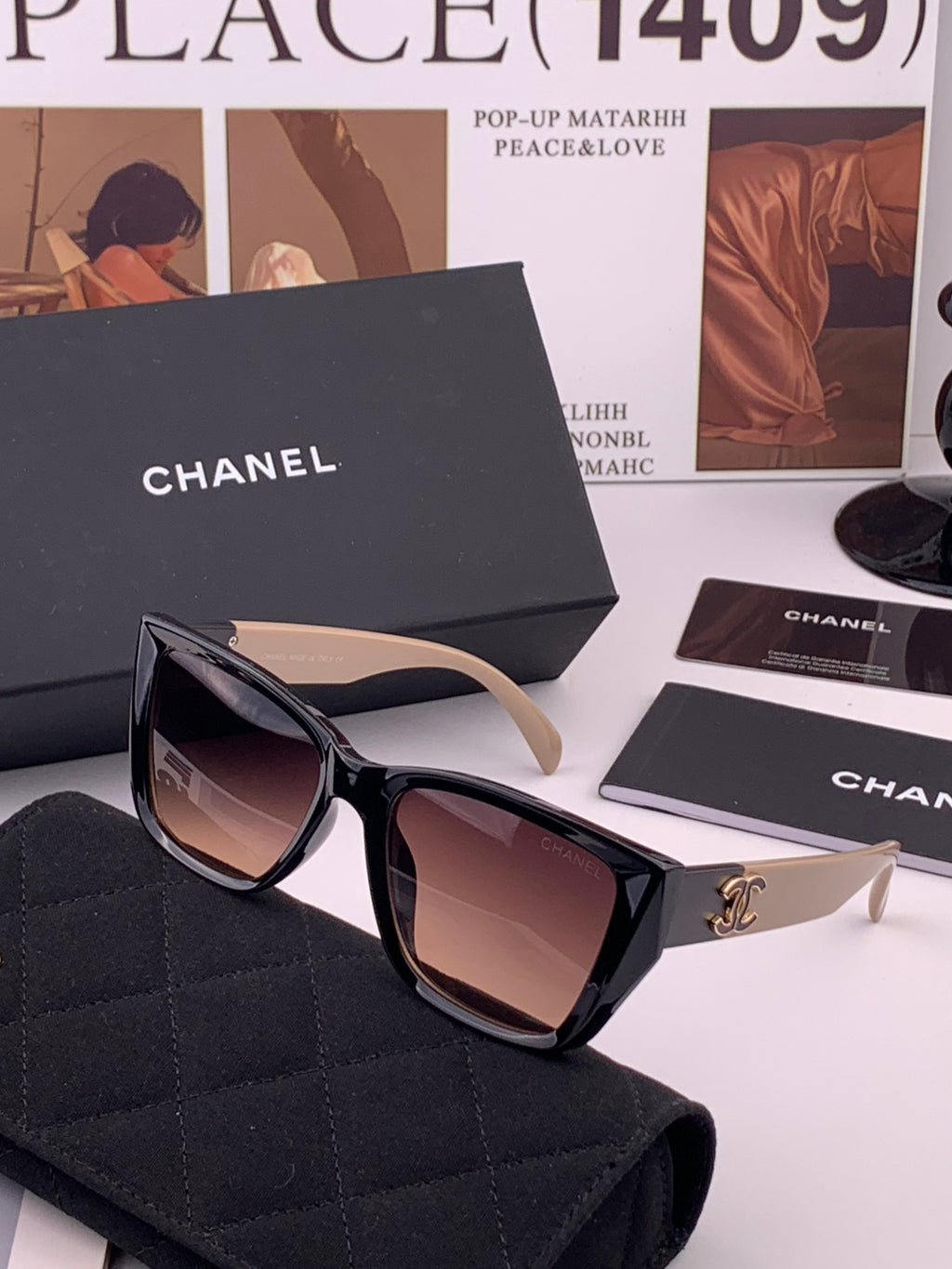 Chanel CH1311 Polarized Square Black Lens Sunglasses for Men & Women - 371747 - detail image 2