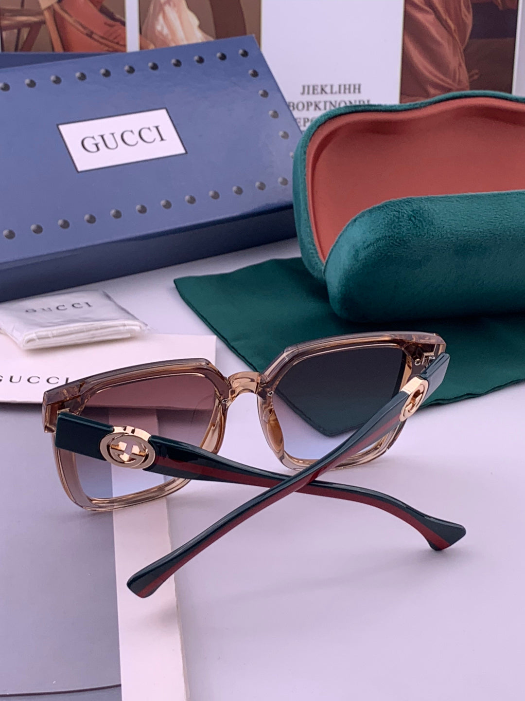 Gucci G1620 Square Brown Lens Sunglasses for Men & Women - detail image 5