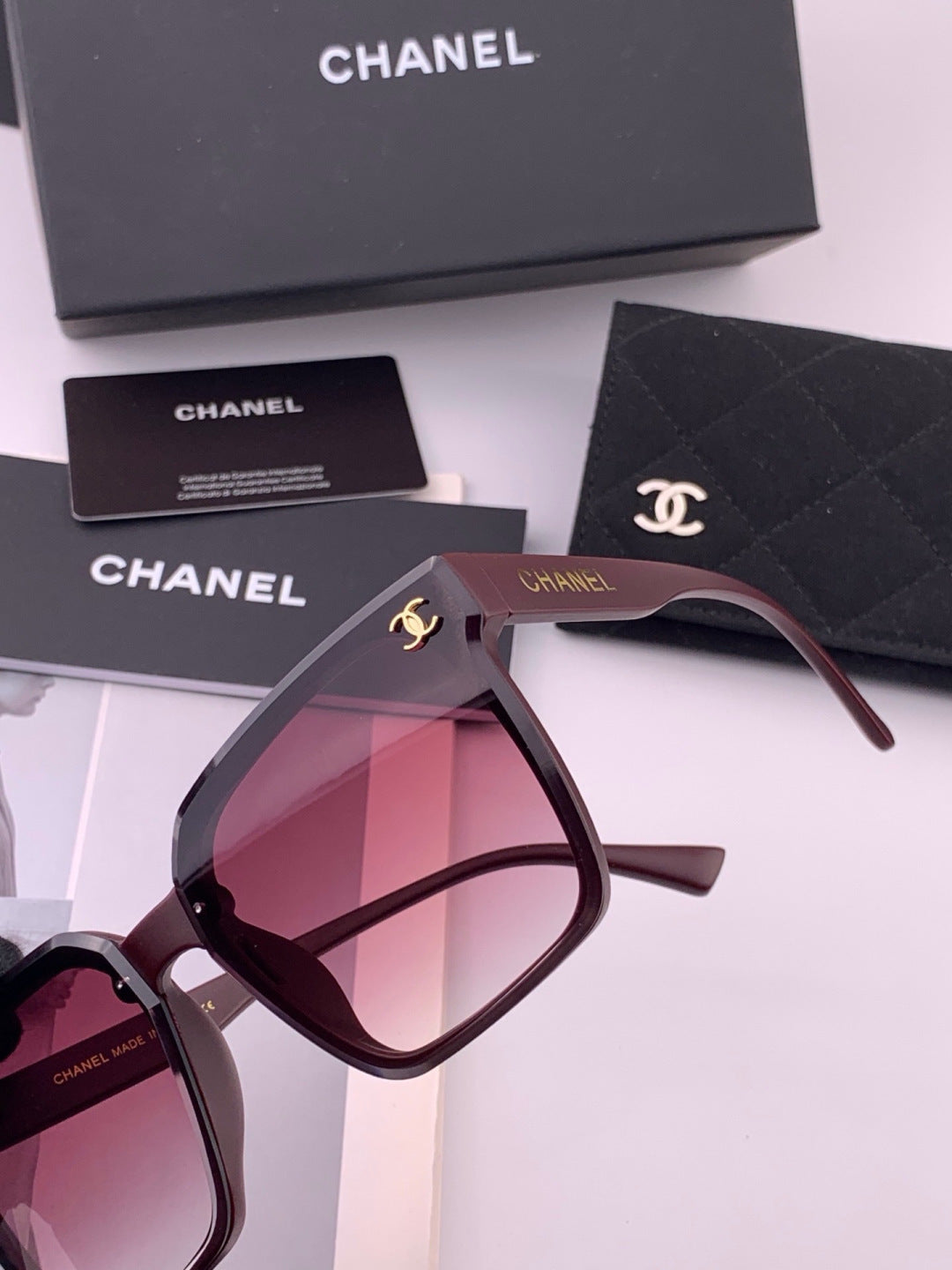 Chanel CH47000 Oversized Black Lens Sunglasses for Men & Women - detail image 2